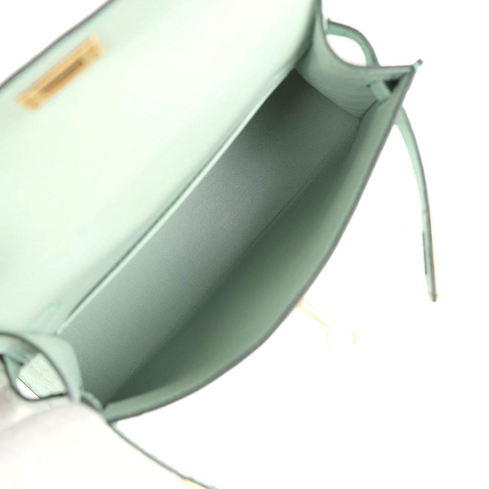 Hermes Kelly Sellier 20 Vert D'Eau Matte Alligator Gold Hardware - Image 8
