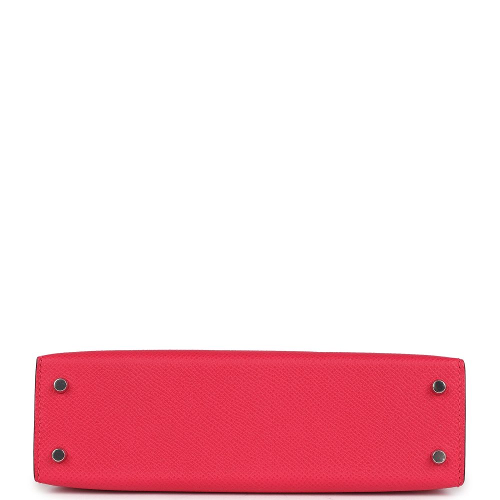 Hermes Kelly Sellier 20 Rose Extreme Epsom Palladium Hardware - Image 6