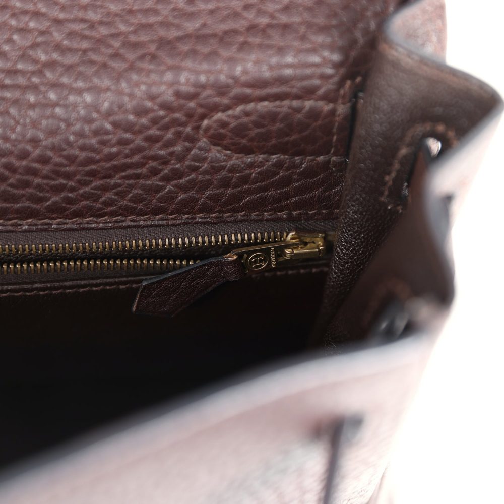 Vintage Hermes Kelly Retourne 32 Marron Fonce Fjord Gold Hardware - Image 9