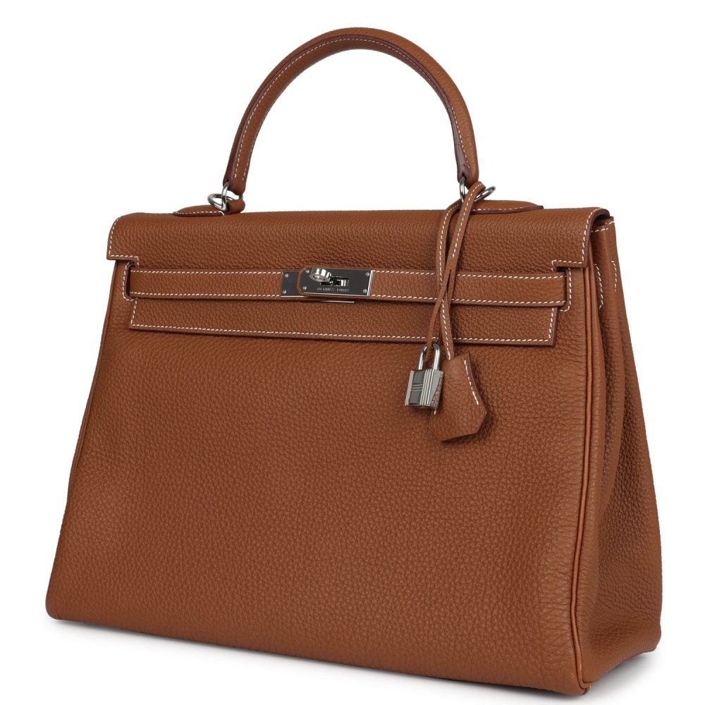 Pre-owned Hermes Kelly Retourne 35 Gold Togo Palladium Hardware - Image 5