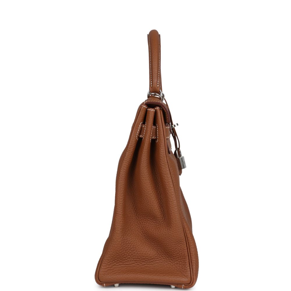 Pre-owned Hermes Kelly Retourne 35 Gold Togo Palladium Hardware - Image 3