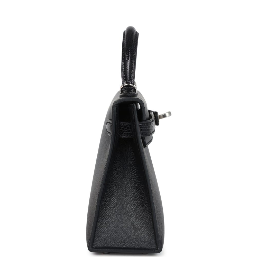 Hermes Kelly Sellier 20 Black Madame and Shiny Varanus Lizard Touch Palladium Hardware - Image 3