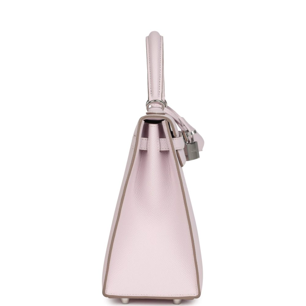 Hermes Kelly Sellier 25 Mauve Pale Epsom Palladium Hardware - Image 4