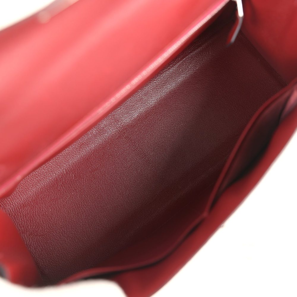 Vintage Hermes Kelly Sellier 32 Rouge H Box Palladium Hardware - Image 9