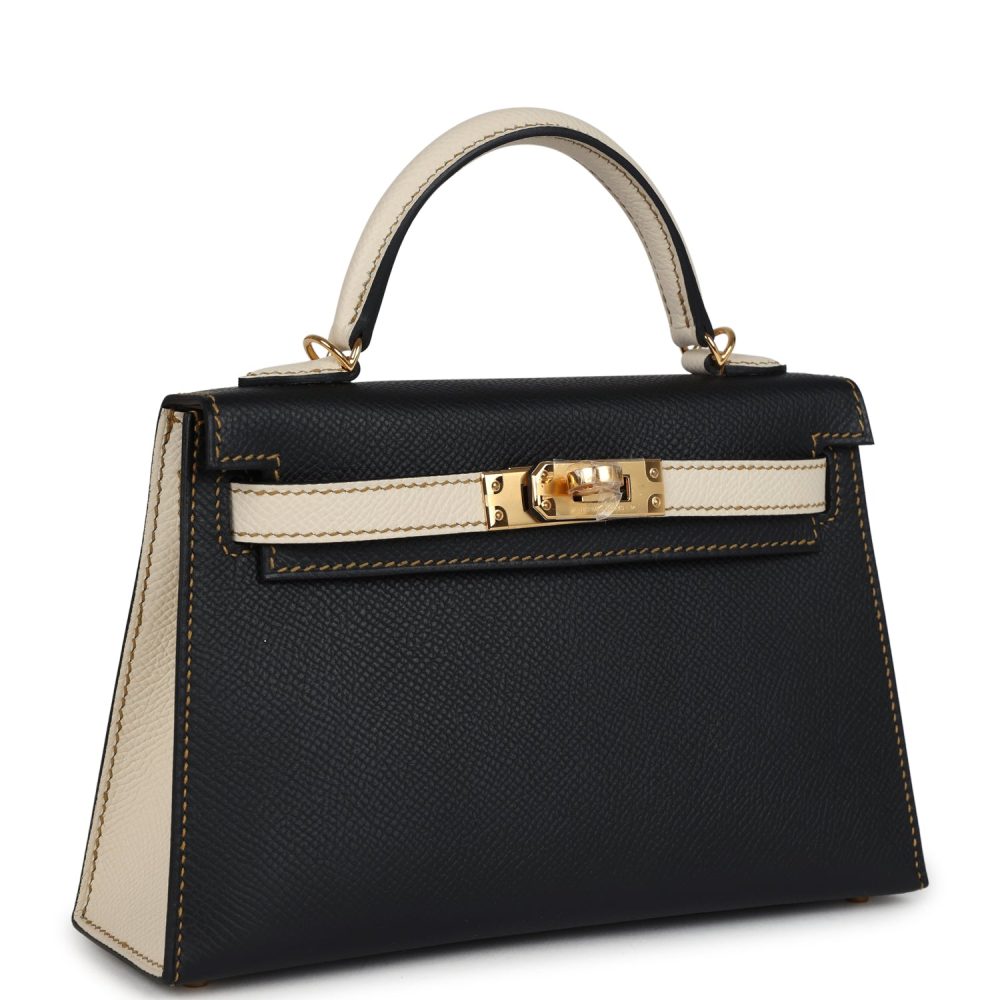 Hermes Special Order (HSS) Kelly Sellier 20 Black and Craie Epsom Gold Hardware - Image 2