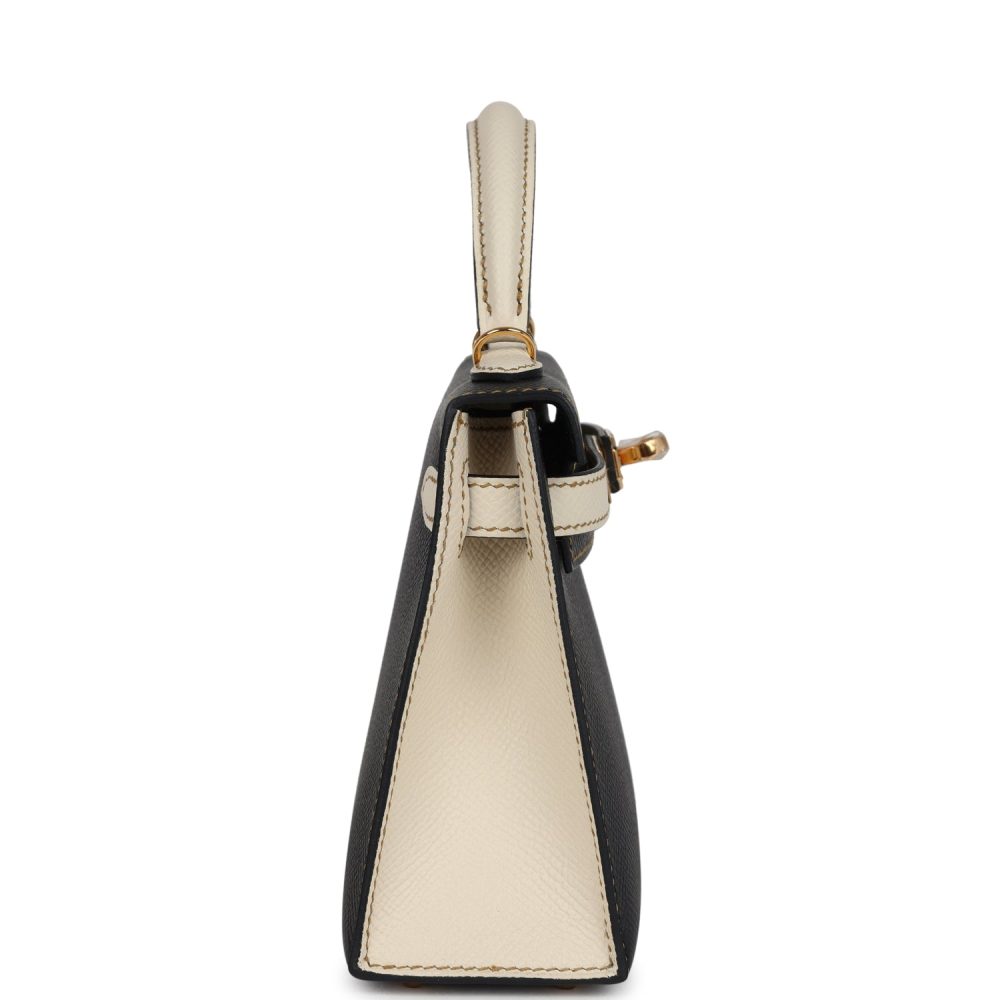 Hermes Special Order (HSS) Kelly Sellier 20 Black and Craie Epsom Gold Hardware - Image 3