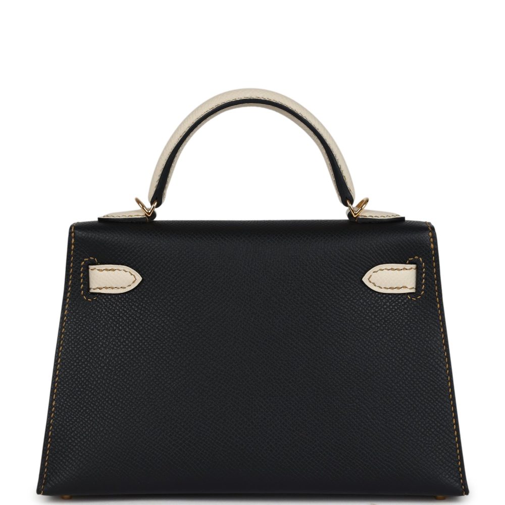 Hermes Special Order (HSS) Kelly Sellier 20 Black and Craie Epsom Gold Hardware - Image 4