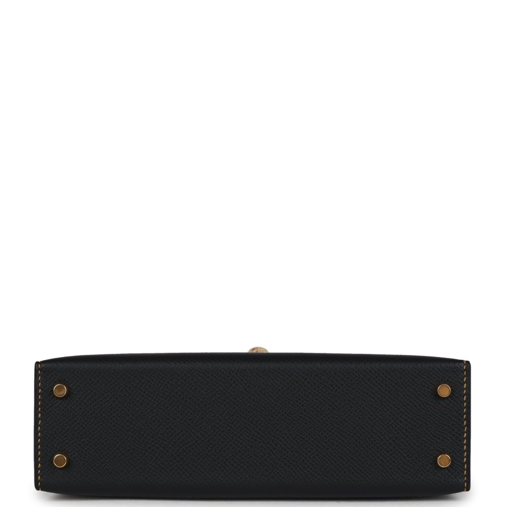 Hermes Special Order (HSS) Kelly Sellier 20 Black and Craie Epsom Gold Hardware - Image 6