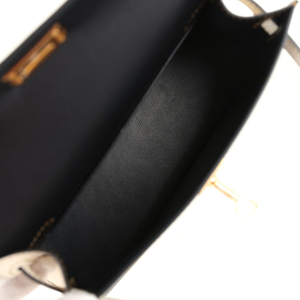 Hermes Special Order (HSS) Kelly Sellier 20 Black and Craie Epsom Gold Hardware - Image 8