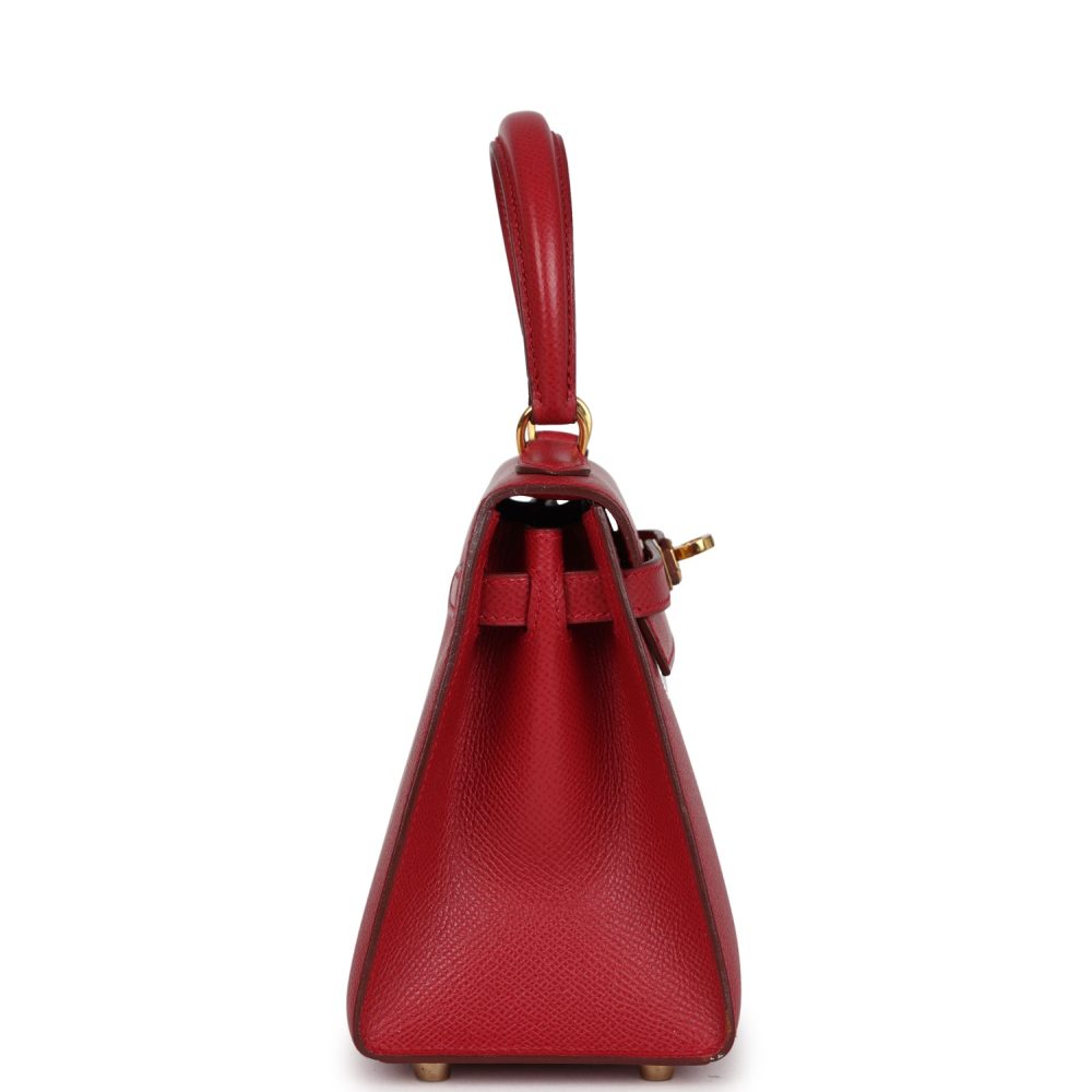 Vintage Hermes Kelly Sellier 20 Rouge Vif Courchevel Gold Hardware - Image 3
