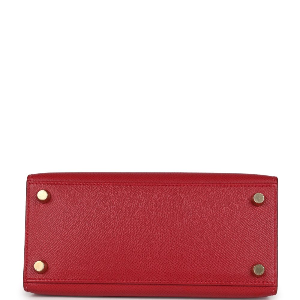 Vintage Hermes Kelly Sellier 20 Rouge Vif Courchevel Gold Hardware - Image 6