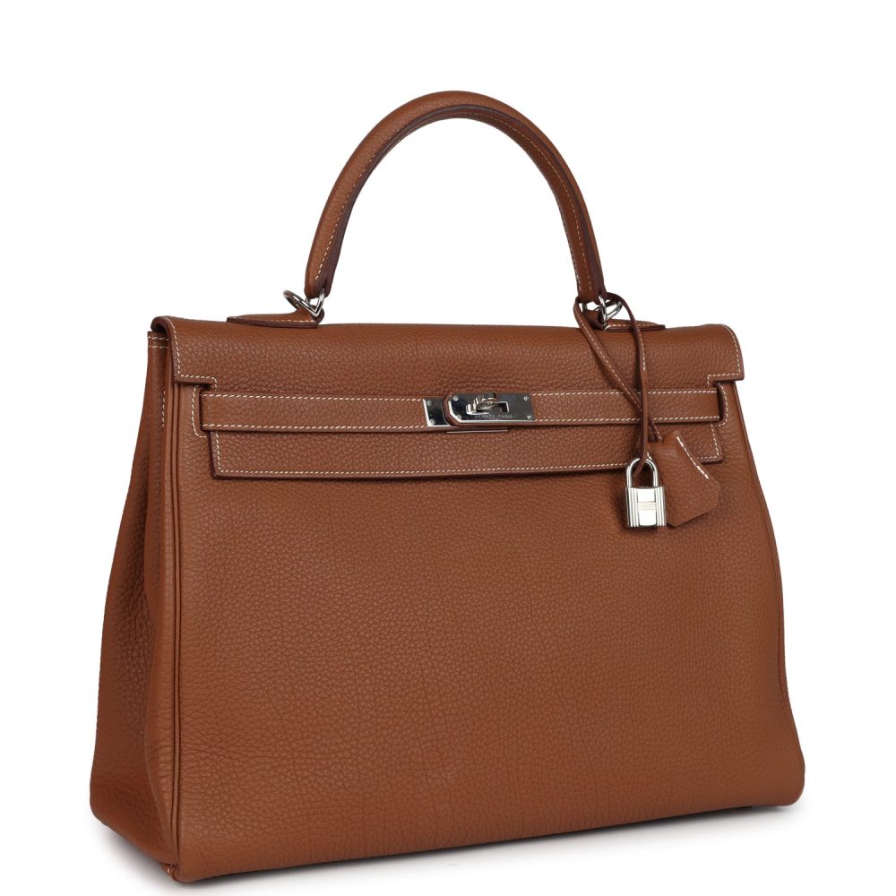 Pre-owned Hermes Kelly Retourne 35 Gold Togo Palladium Hardware - Image 2