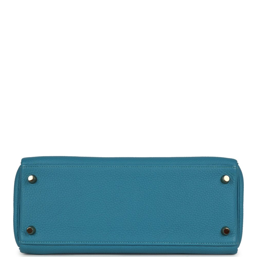 Pre-owned Hermes Kelly Retourne 28 Turquoise Togo Gold Hardware - Image 6