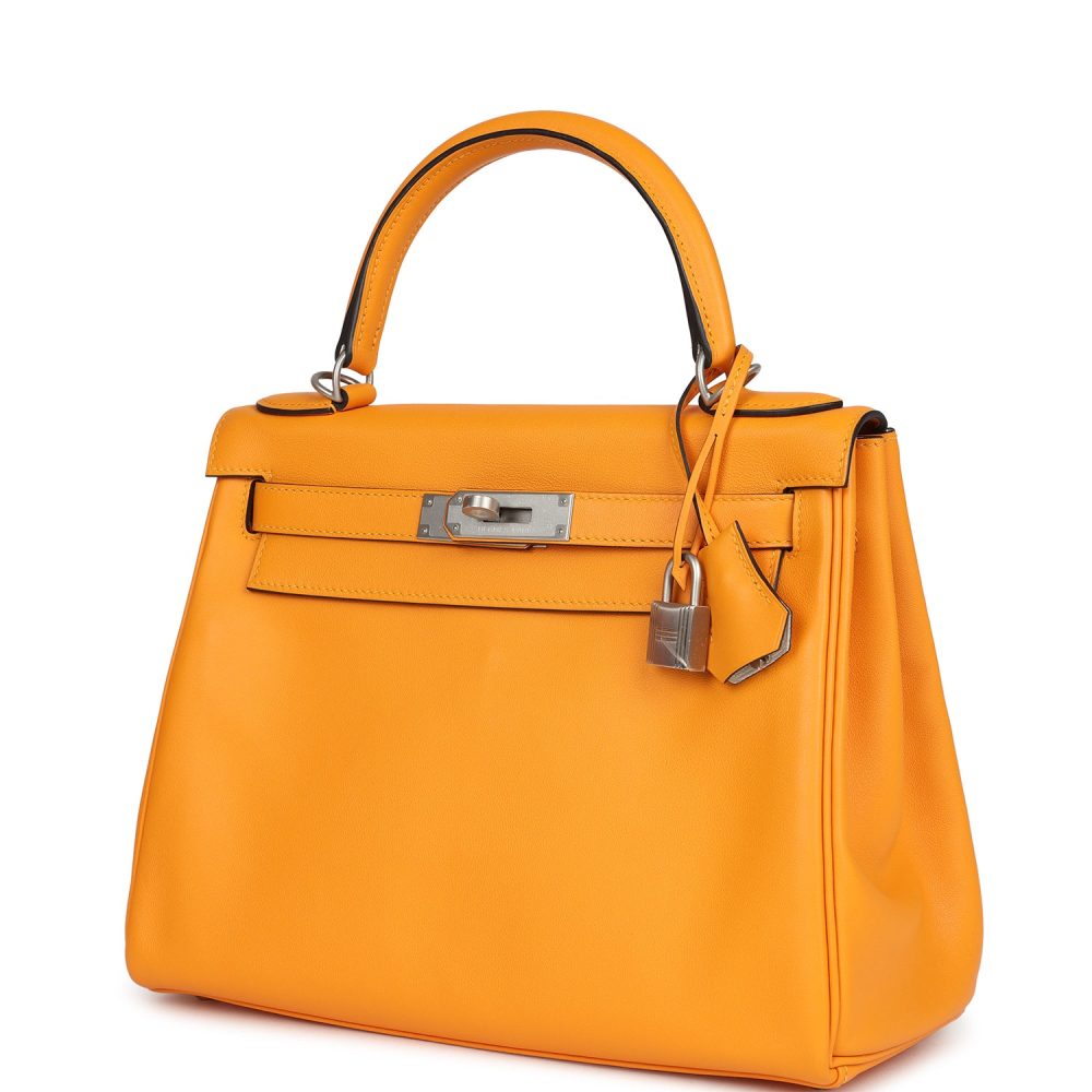 Hermes Special Order (HSS) Kelly Retourne 28 Jaune D'Or Swift Brushed Palladium Hardware - Image 5