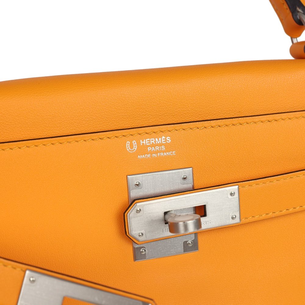 Hermes Special Order (HSS) Kelly Retourne 28 Jaune D'Or Swift Brushed Palladium Hardware - Image 7