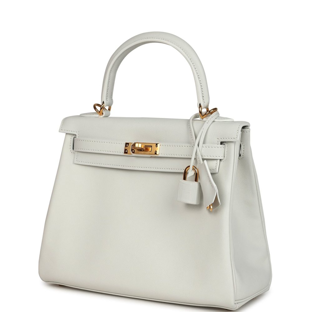 Hermes Kelly Retourne 25 New White Swift Gold Hardware - Image 5
