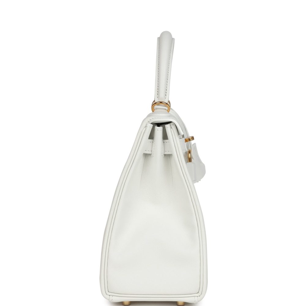 Hermes Kelly Retourne 25 New White Swift Gold Hardware - Image 3