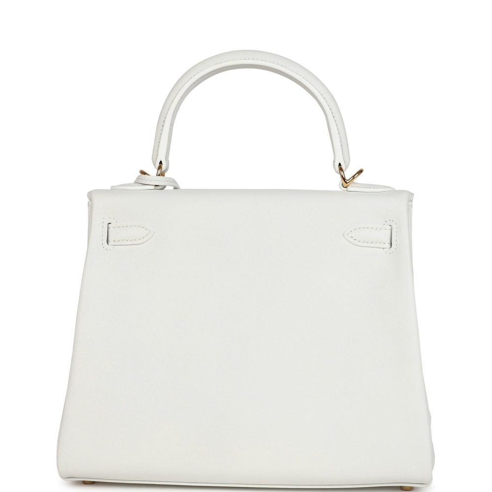 Hermes Kelly Retourne 25 New White Swift Gold Hardware - Image 4