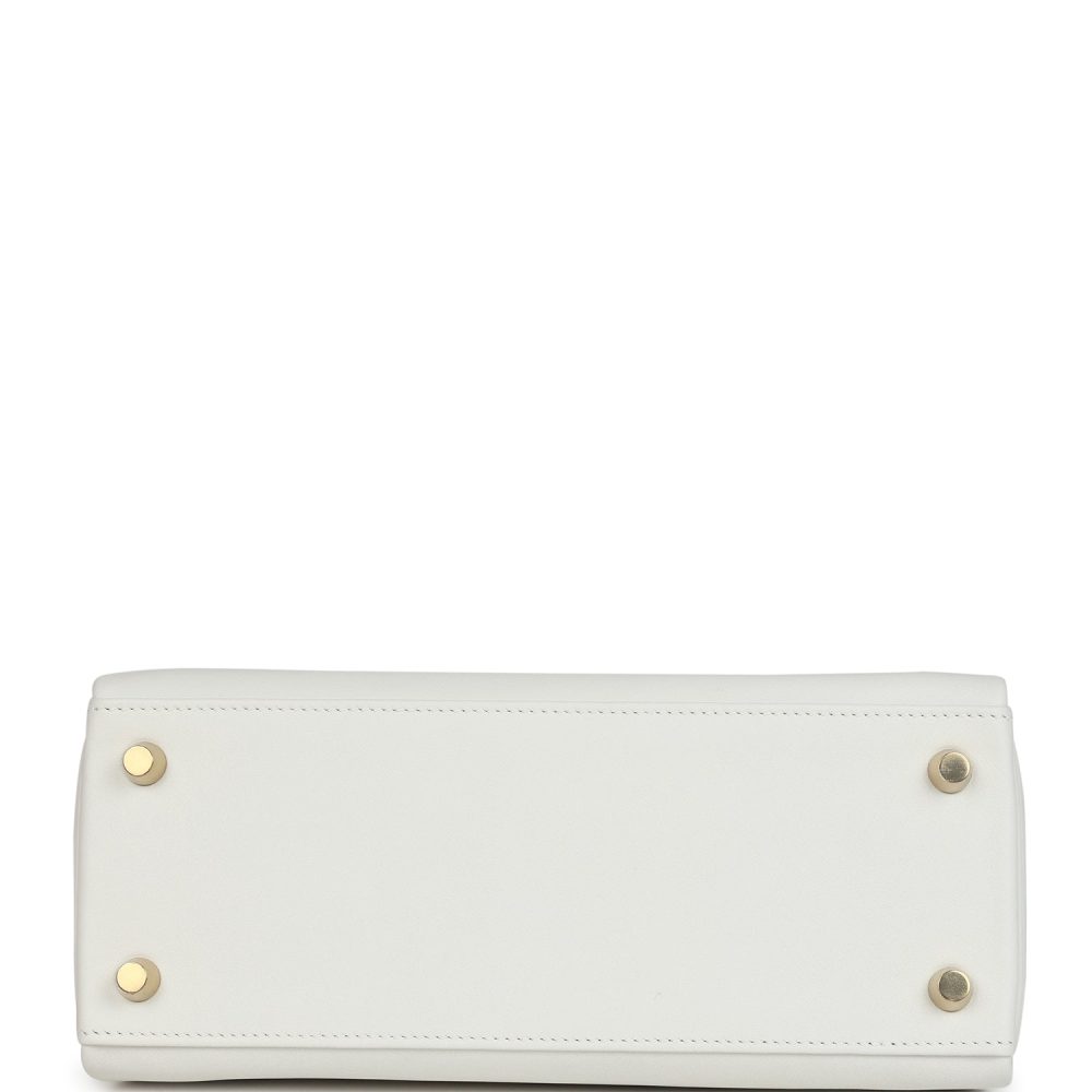 Hermes Kelly Retourne 25 New White Swift Gold Hardware - Image 6