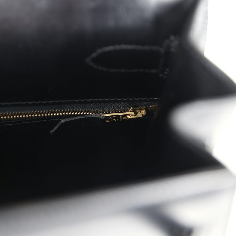 Vintage Hermes Kelly Sellier 35 Black Box Gold Hardware - Image 9