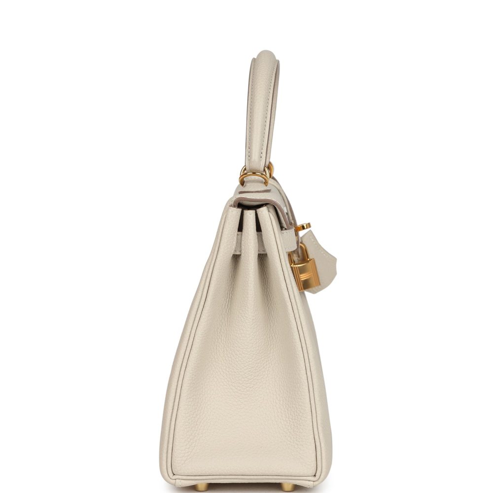 Pre-owned Hermes Special Order (HSS) Kelly Retourne 25 Craie Togo Gold Hardware - Image 3