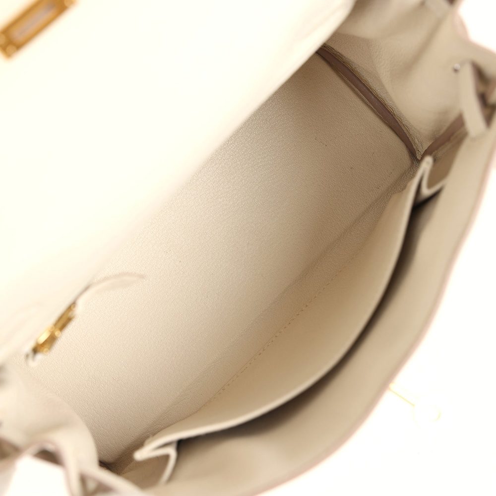 Pre-owned Hermes Special Order (HSS) Kelly Retourne 25 Craie Togo Gold Hardware - Image 8