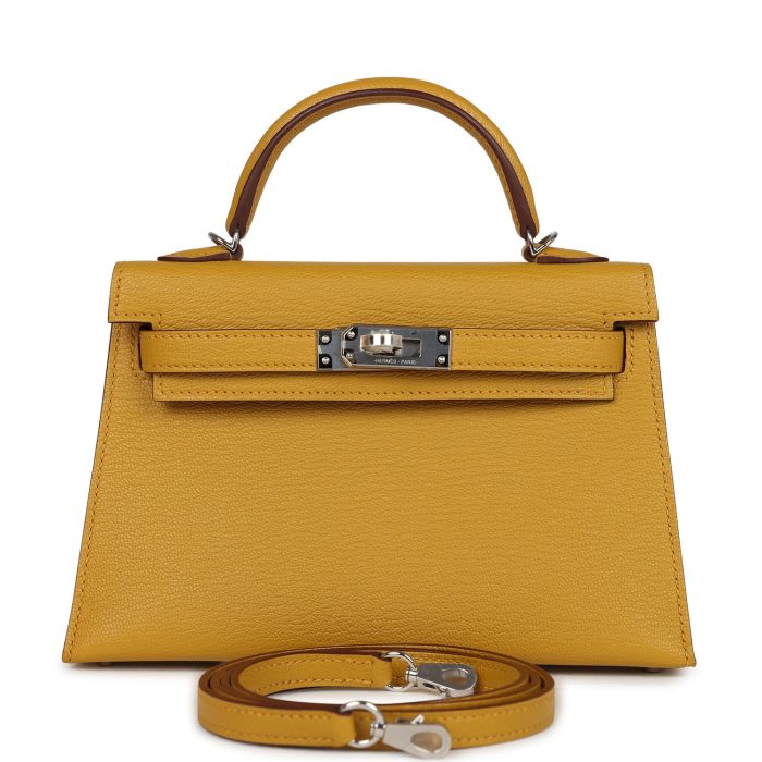 Hermes Kelly Sellier 20 Jaune Ambre Verso Ch??vre Mysore Palladium Hardware