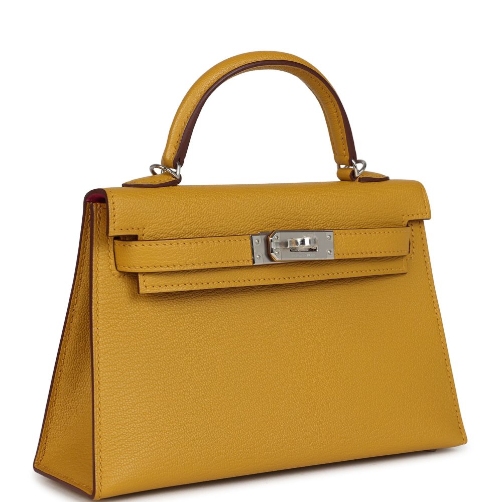 Hermes Kelly Sellier 20 Jaune Ambre Verso Ch??vre Mysore Palladium Hardware - Image 2