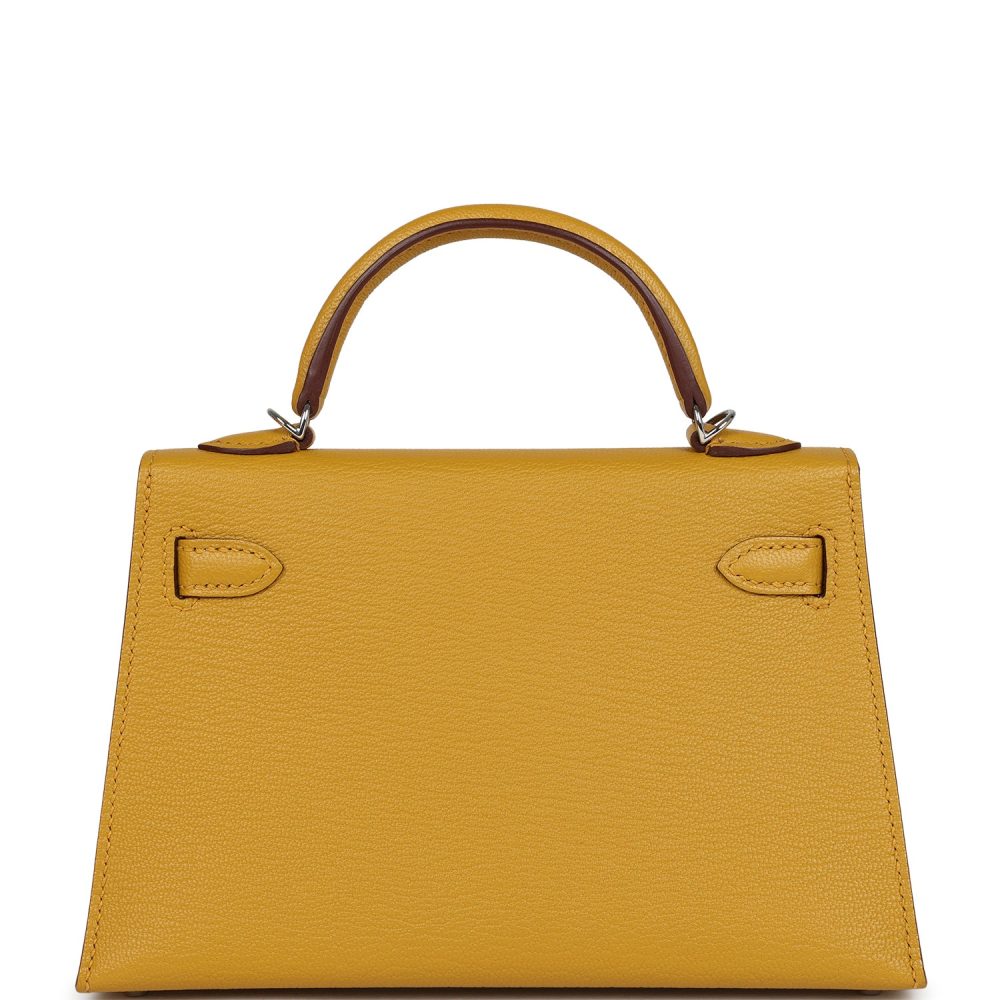 Hermes Kelly Sellier 20 Jaune Ambre Verso Ch??vre Mysore Palladium Hardware - Image 4