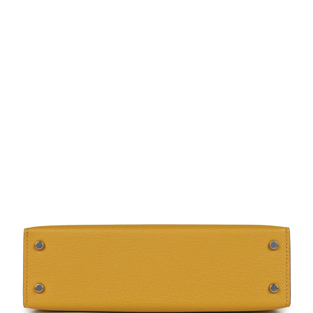 Hermes Kelly Sellier 20 Jaune Ambre Verso Ch??vre Mysore Palladium Hardware - Image 6