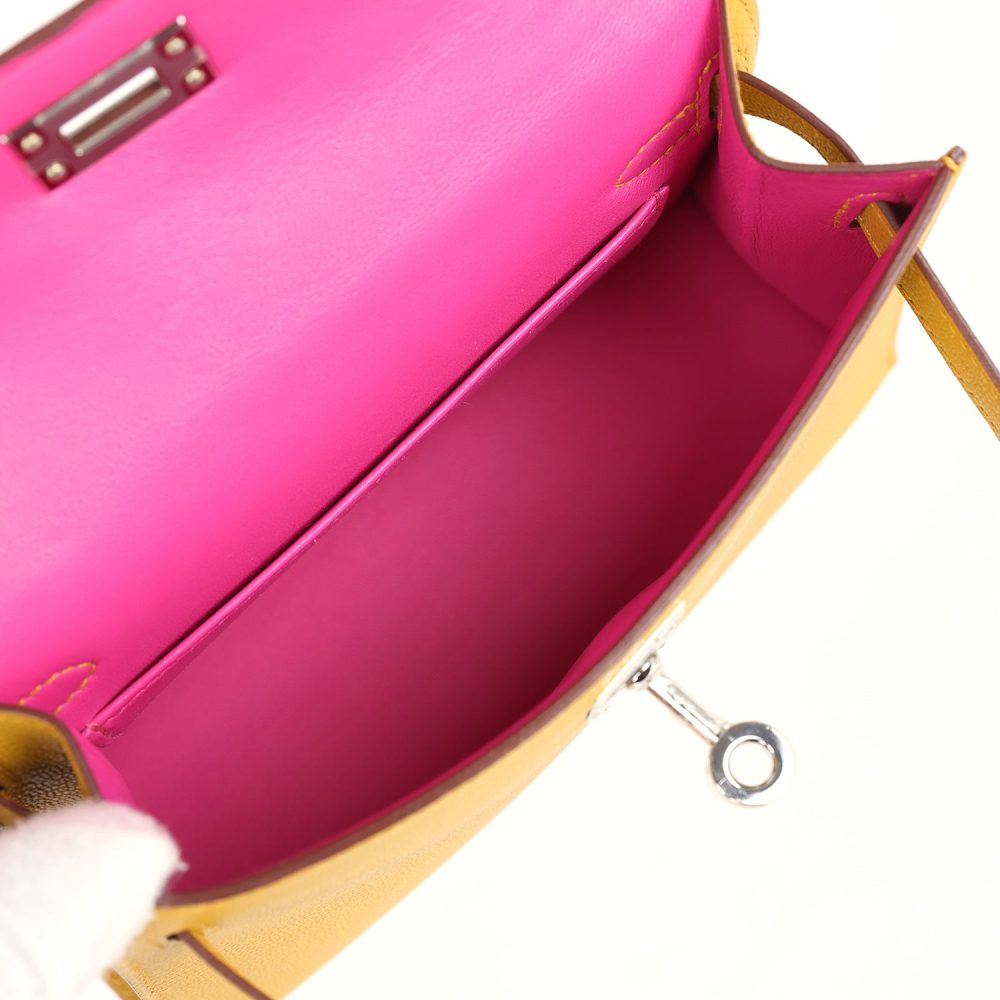 Hermes Kelly Sellier 20 Jaune Ambre Verso Ch??vre Mysore Palladium Hardware - Image 8