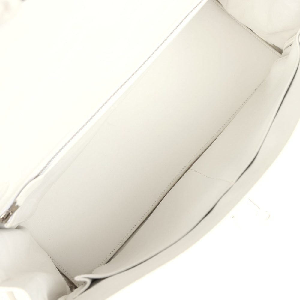 Pre-owned Hermes Kelly Lakis 35 White Swift Palladium Hardware - Image 9