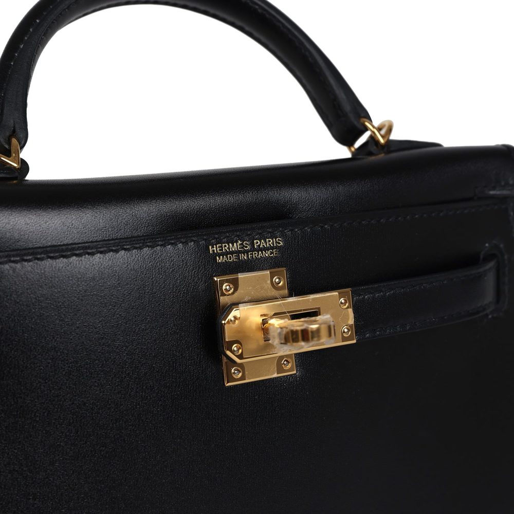 Hermes Kelly Sellier 20 Black Box Gold Hardware - Image 7