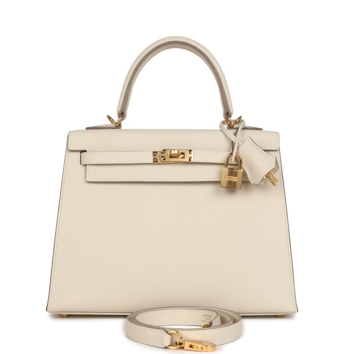 Hermes Kelly Sellier 25 Craie Epsom Gold Hardware