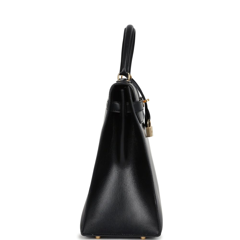 Vintage Hermes Kelly Sellier 35 Black Box Gold Hardware - Image 3