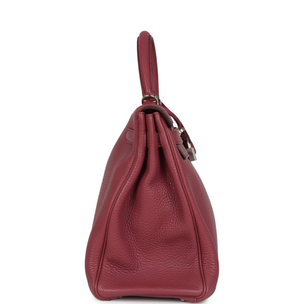 Pre-owned Hermes Retourne Kelly 35 Bois De Rose Clemence Palladium Hardware - Image 3