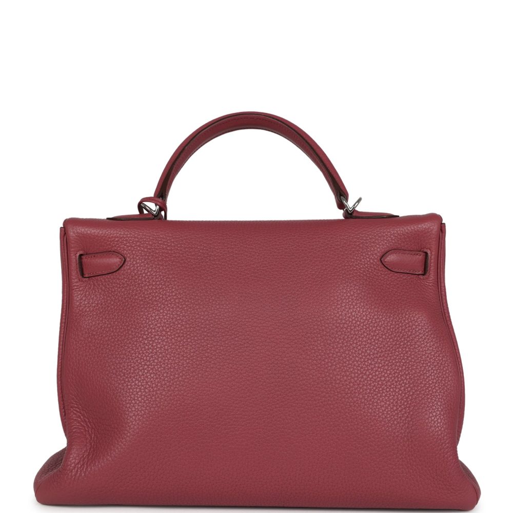 Pre-owned Hermes Retourne Kelly 35 Bois De Rose Clemence Palladium Hardware - Image 4