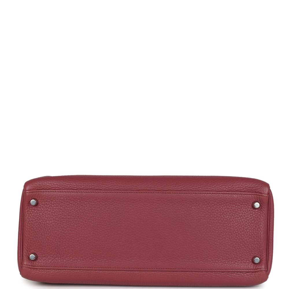 Pre-owned Hermes Retourne Kelly 35 Bois De Rose Clemence Palladium Hardware - Image 6