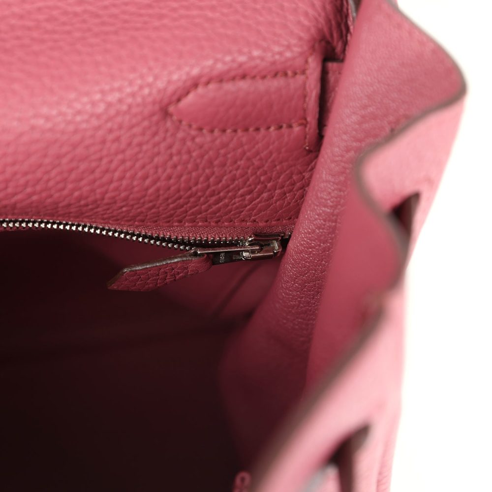 Pre-owned Hermes Retourne Kelly 35 Bois De Rose Clemence Palladium Hardware - Image 9