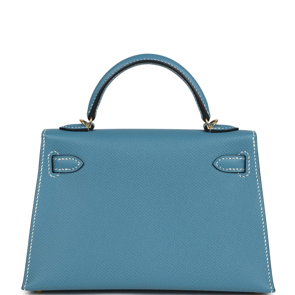 Hermes Kelly Sellier 20 Blue Jean Epsom Gold Hardware - Image 5