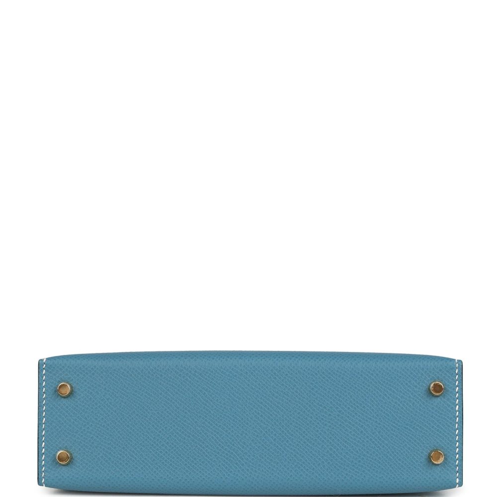 Hermes Kelly Sellier 20 Blue Jean Epsom Gold Hardware - Image 6