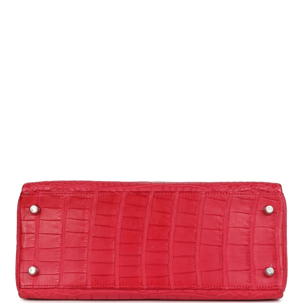 Pre-owned Hermes Kelly Retourne 28 Rose Extreme Matte Alligator Palladium Hardware - Image 6