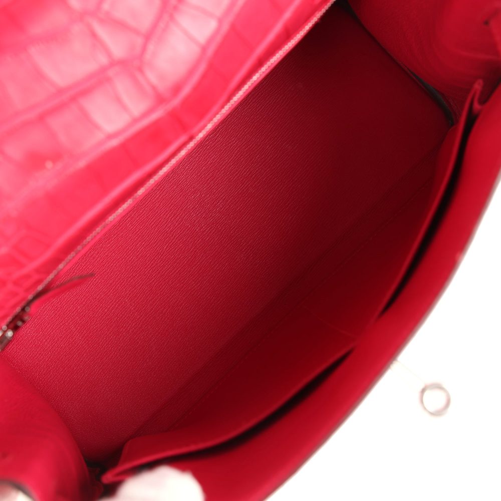 Pre-owned Hermes Kelly Retourne 28 Rose Extreme Matte Alligator Palladium Hardware - Image 8