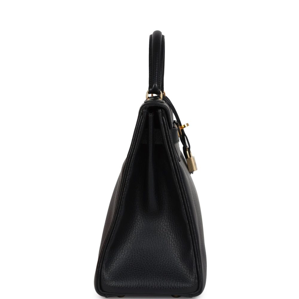 Vintage Hermes Kelly Retourne 32 Black Ardennes Gold Hardware - Image 3