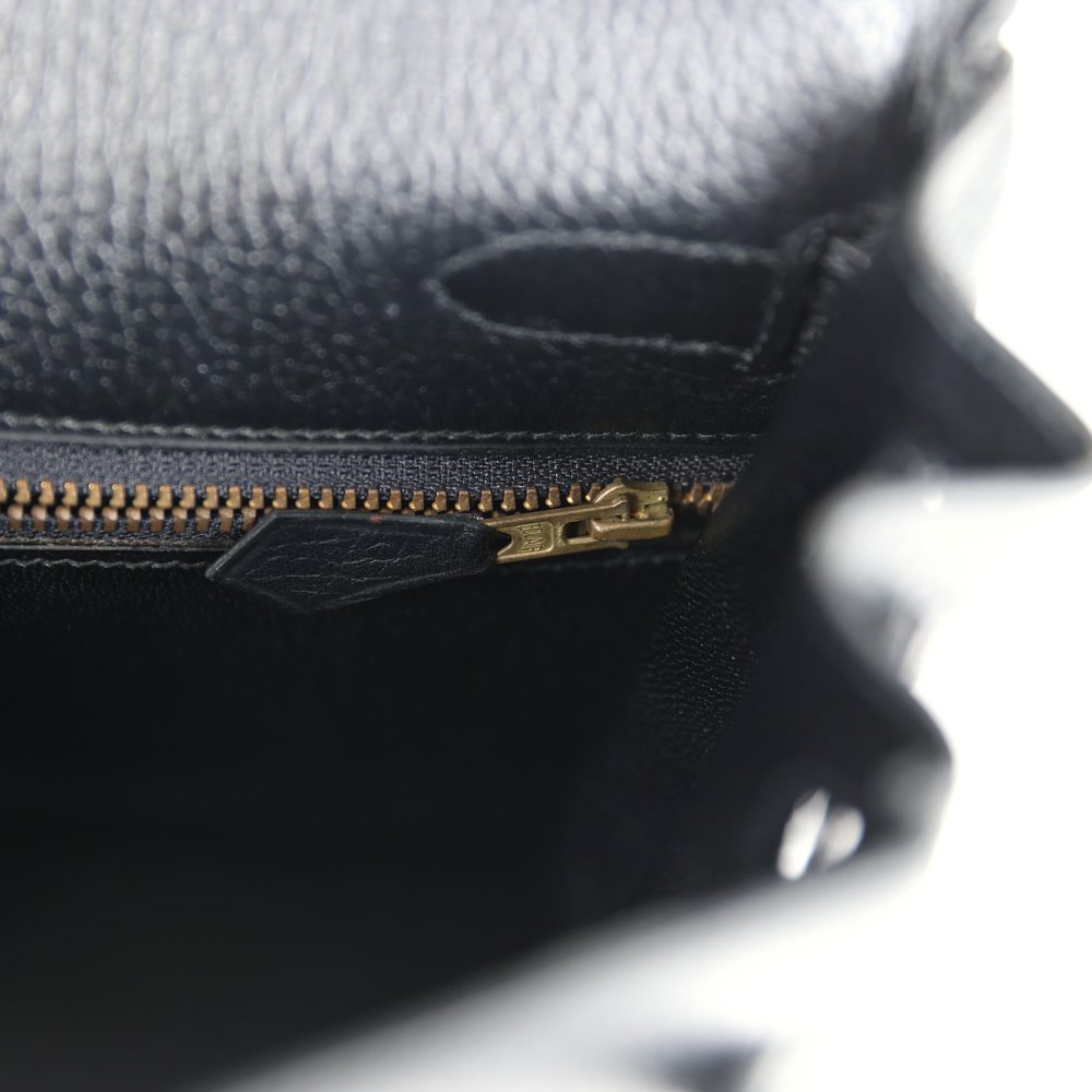 Vintage Hermes Kelly Retourne 32 Black Ardennes Gold Hardware - Image 9