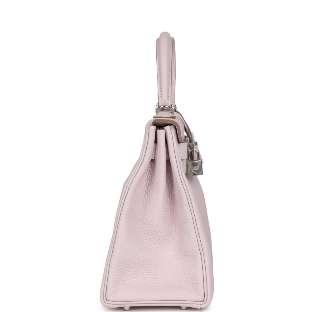 Hermes Kelly Retourne 28 Mauve Pale Clemence Palladium Hardware - Image 4