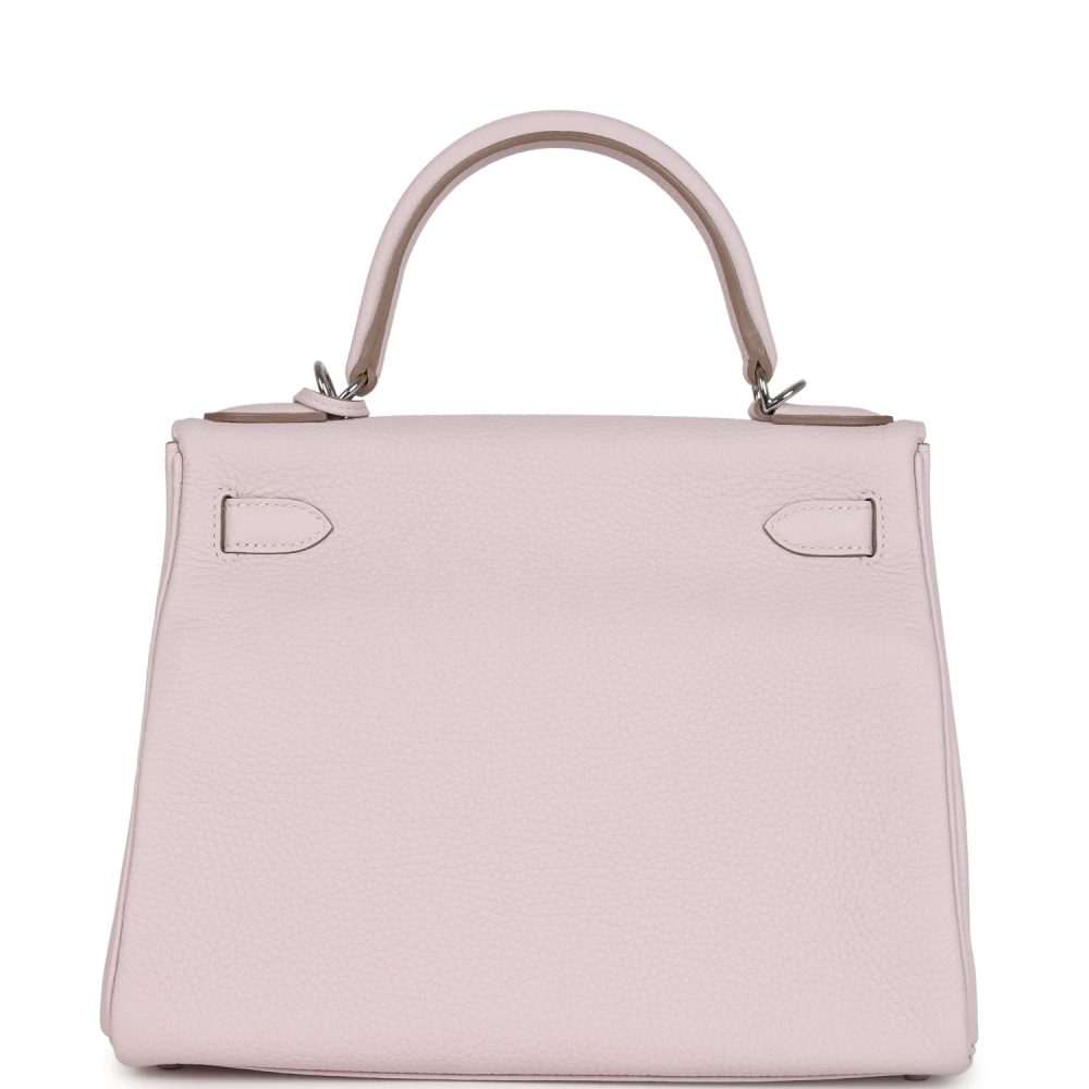 Hermes Kelly Retourne 28 Mauve Pale Clemence Palladium Hardware - Image 5