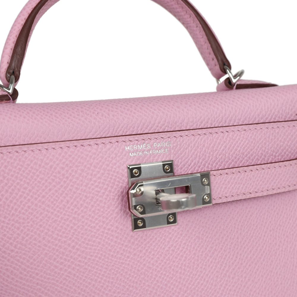 Hermes Kelly Sellier 20 Mauve Sylvestre Epsom Palladium Hardware - Image 7
