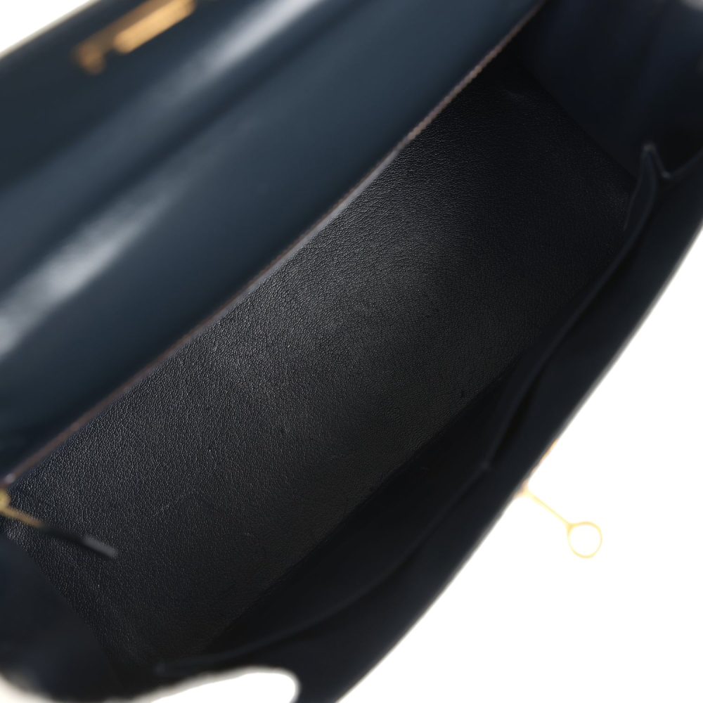 Vintage Hermes Kelly Sellier 32 Bleu Indigo Box Gold Hardware - Image 8