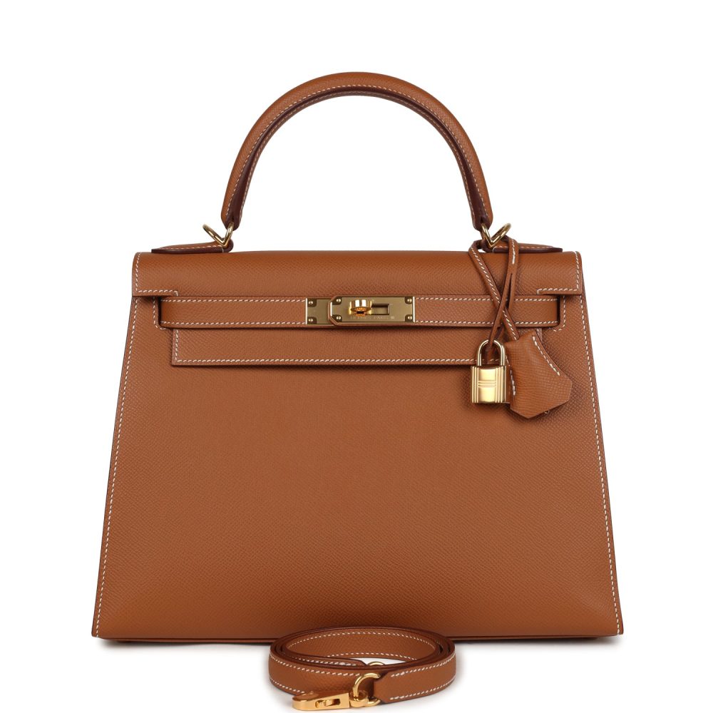 Pre-owned Hermes Kelly Sellier 28 Gold Epsom Gold Hardware